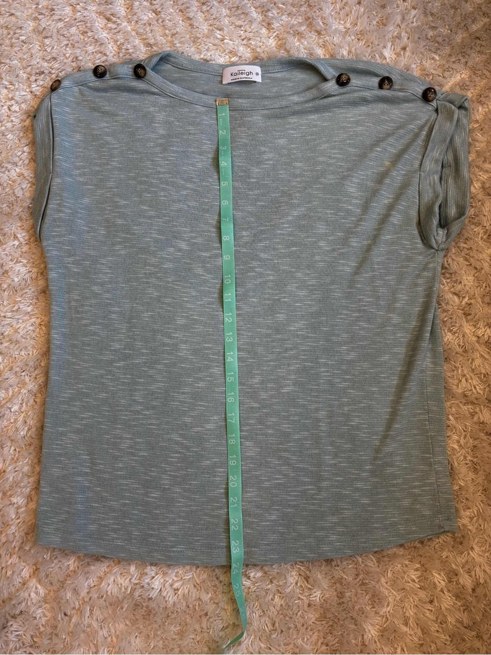 Kaileigh Mercy Light Sage Button-Shoulder Knit Short Sleeve Top - Picture 9 of 9